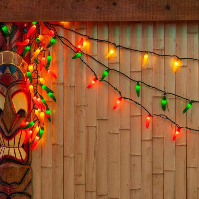Multicolor Chili Pepper String Lights Plug in, 13.6Ft Outdoor Christmas Decorations Lights with 35 LED Red Green Yellow Chili Pepper Lights for Cinco de Mayo Fiesta House Kitchen Patio Mexican Party