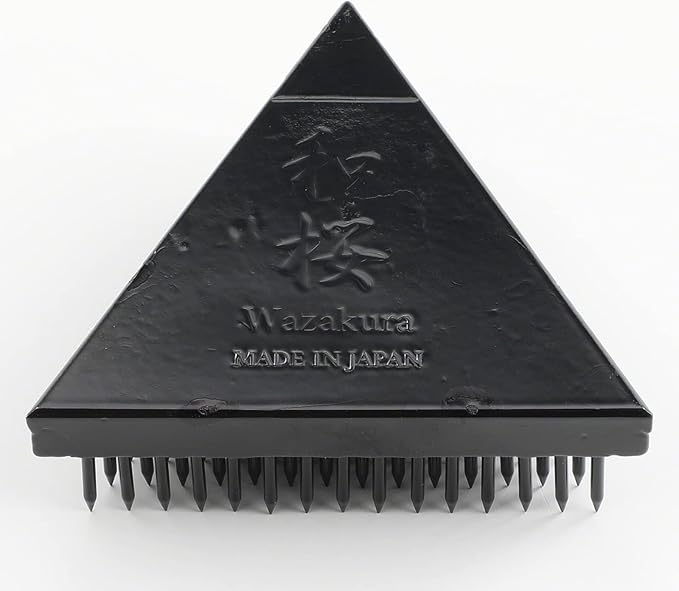 Wazakura Japanese Black Triangle Ikebana Kenzan Flower Holder 2 in (53 mm), Made in Japan Floral Arranging Pin Frog Tool - Black Triangle Kenzan 2" (53mm)