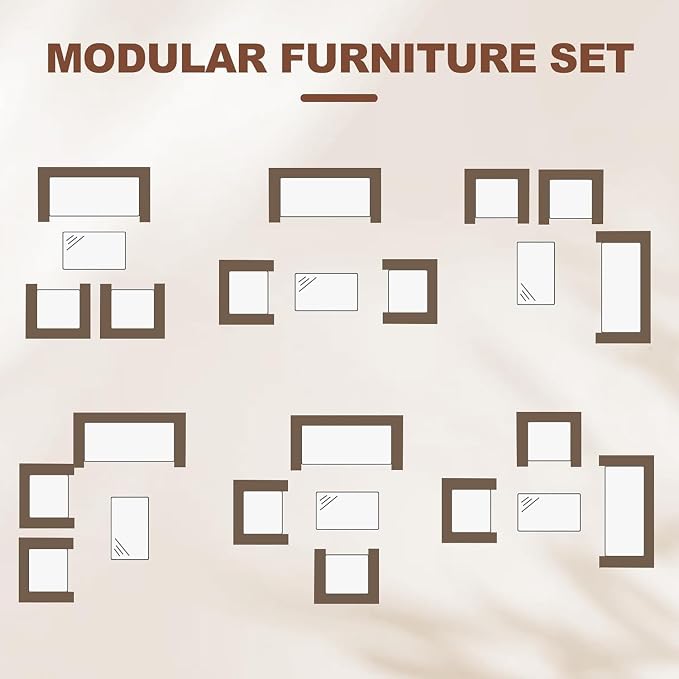 4-Piece Outdoor Furniture Set, PE Rattan Wicker Chairs with Soft Cushions & Tempered Glass Coffee Table - All-Weather Patio Set for Garden, Backyard, Porch, Poolside (Gradient Brown/Beige)