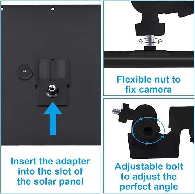 4 PCS Universal Solar Panel Gutter Mount for Small Solar Panels Black Aluminum Alloy Mounting Brackets Compatible with Ring Arlo Blink and 2W-3W Solar Boards