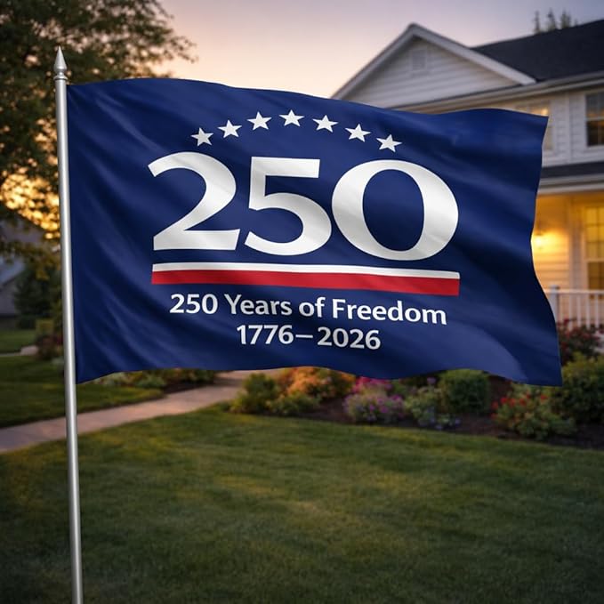 US 250 Flag – 250th Anniversary USA Double Sided 3-Ply Outdoor Flag, We The People 1776-2026 Patriotic Yard & House Banner for 4th of July (8, 5X8)