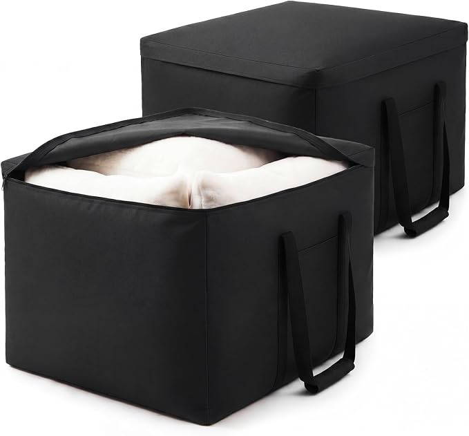 Sadnyy 2 Pack Cushion Storage Bags 32 x 32 x 24 Inch Waterproof Outdoor Furniture Square Cushion Organizer with Handle & Double Zipper, Large Black Bag for Patio Sofa, Chair, Bench, Christmas Tree