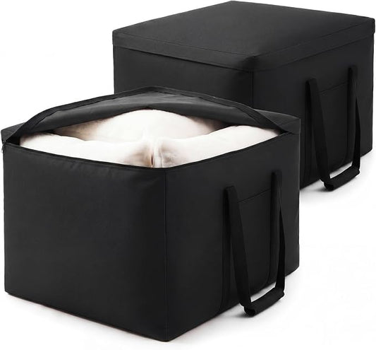 Sadnyy 2 Pack Cushion Storage Bags 32 x 32 x 24 Inch Waterproof Outdoor Furniture Square Cushion Organizer with Handle & Double Zipper, Large Black Bag for Patio Sofa, Chair, Bench, Christmas Tree