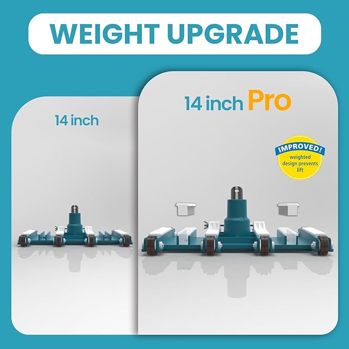 POOLWHALE 14" Professional Pool Vacuum Head with Wheels, Weighted Manual Vacuum Head Attachment, Direction-Control Handle for Inground & Above Ground Pools Clean Remove Debris