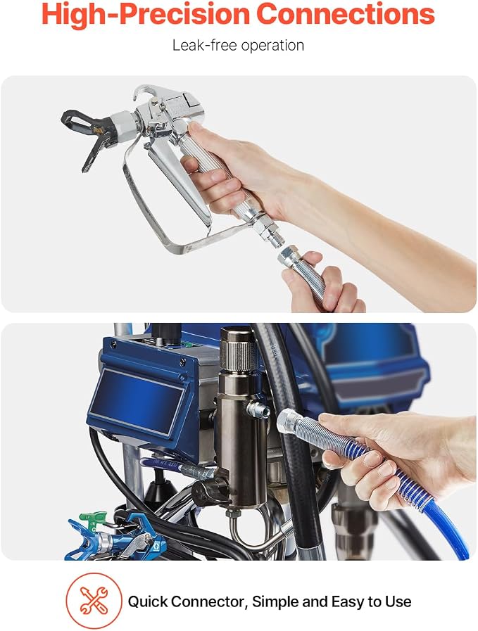 VEVOR 50ft Airless Paint Sprayer Hose, 1/4 in Universal Airless Paint Spray Hose, 4350 PSI High Pressure Flexible Airless Sprayer Hose, Multi-Layer Reinforced Steel Wire Braid Hose for Paint Sprayer