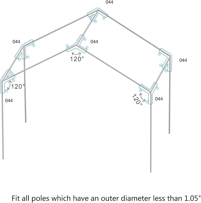 Aoneky 1'' Corner Canopy Fitting Couplers Kit - Fits 3/4" EMT - Frame Carport Connectors (4-Legs Canopy Top Kit)