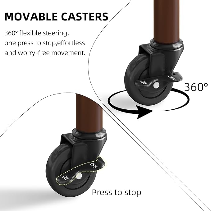 2 Tier Heavy Duty Rolling Plant Stand – 150 lbs Capacity Flower Pot Holder with Wheels for Indoor & Outdoor, Easy Move Cart for Balcony, Patio, Garden, 2 Pack Coffee