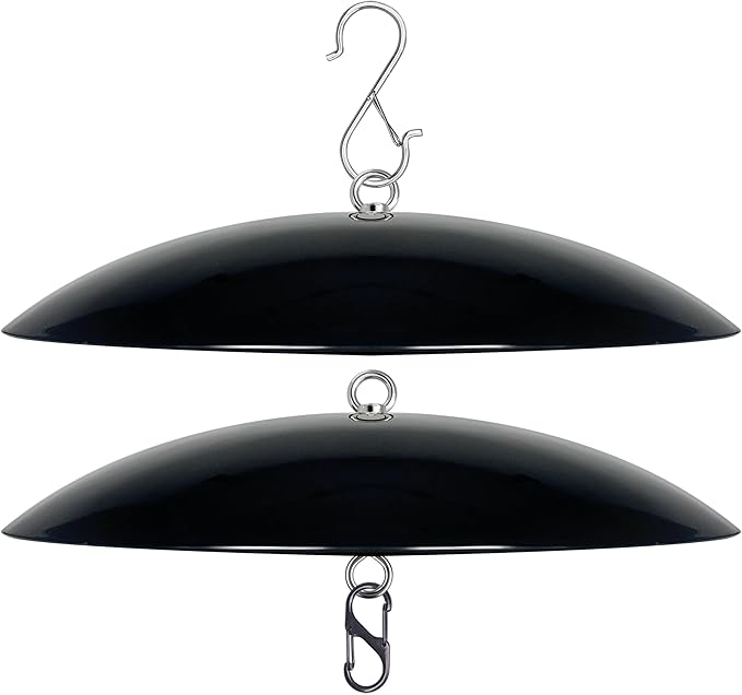 13" Bird Feeder Rain Guard, Hummingbird Feeders Shade Dome Cover, Hanging Baffle for Bird Feeder Pole,Smart Birds Feeder Umbrella (Black), 2 Pack