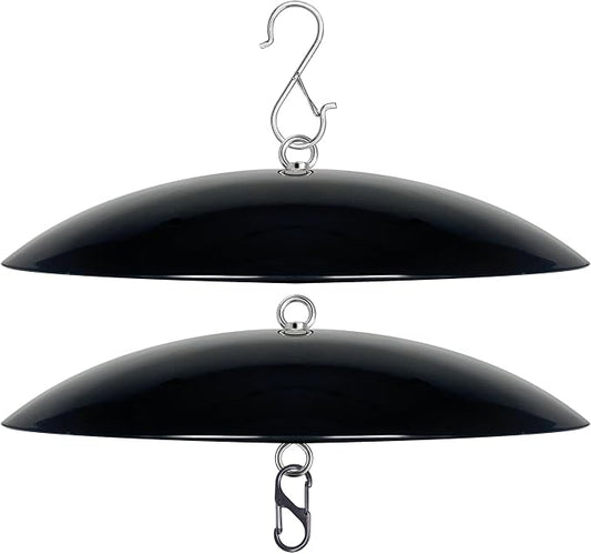 13" Bird Feeder Rain Guard, Hummingbird Feeders Shade Dome Cover, Hanging Baffle for Bird Feeder Pole,Smart Birds Feeder Umbrella (Black), 2 Pack