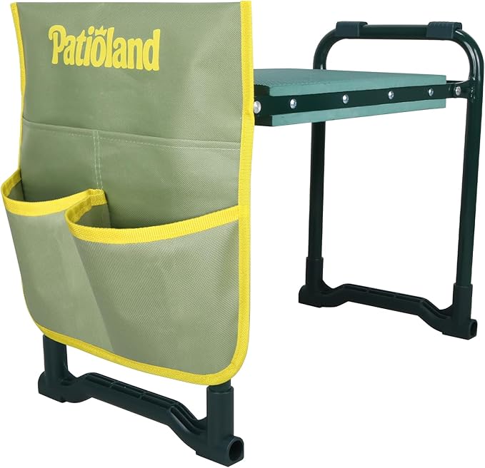 Garden Kneeler and Seat with 1 Tool Bag, 10.2" Widen Heavy Duty Thicken Soft Kneeling Pad, 2-in-1 Folding Garden Stool, Outdoor Yard Work Seat, Ideal Gardening Gifts for Mom, Women, Grandma