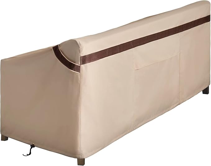 Patio Loveseat Covers Outdoor Furniture Waterproof Garden Deep Sofa Cover 62inch x 38inch x 35inch (L x W x H) Lawn 2-Seater Sofa Covers with Air Vent Beige
