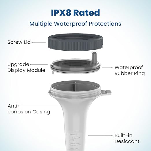 Pool Thermometer Floating Easy Read - IPX8 Swimming Pool Temperature Thermometer with Wireless Indoor Temperature, Large Display, Waterproof Rating, Pond/Hot Tub/Spa, Contemporary