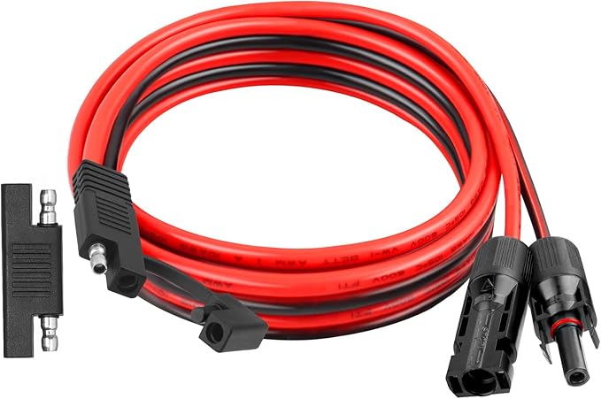 XRDS -RF 10AWG SAE to Solar Panel Connector Cable 10FT, Heavy-Duty Tinned Copper, Solar Extension Cable with SAE Polarity Reverse Adapter for Solar Power Systems and Battery Connections