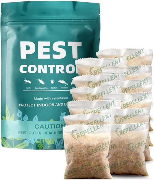 Pest Repellent, Rodent Repellent Indoor, Spider Repellent Indoor, Mouse Repellent Outdoor, Mice Repellent Indoor, Naturally Repel Rats, Mouse, Ants, Roach, Natural Ingredient -12 Packs