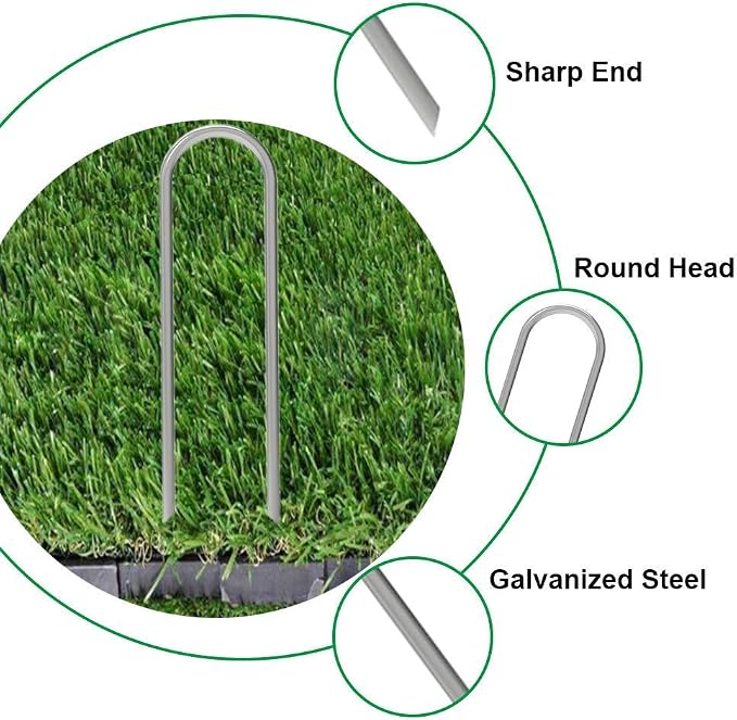 AAGUT 12 Inch Garden Stakes 50 PCS Fence Ground Stake Heavy Duty Yard Landscape Staples Galvanized Tent Spikes 11 Ga Lawn Pins for Dog Fencing, Drip Irrigation Hose, Weed Barrier Fabric, Chicken Wire
