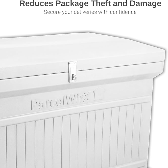 RTS Home Accents ParcelWirx Premium Horizontal Storage Cabinet/Lockable Package Delivery Box with Hinged Lid, Slate Grey