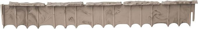 Suncast 12 Pack Quick Edge Resin Material 35 Inch Single Strip Natural Stone Lawn Border Edging for Patio, Gardening & Landscaping, Flagstone