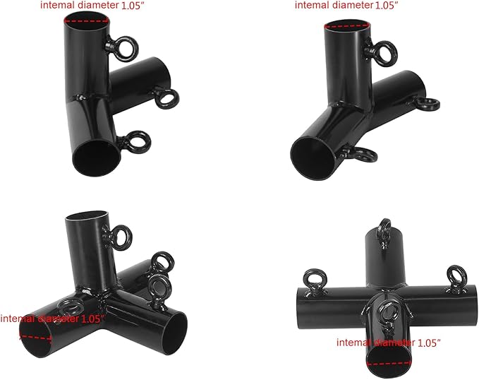 Aoneky 6-Pack 1.05 Inch Corner Canopy Connector Kit, Heavy Duty Carport Frame Fittings for 3/4 Inch EMT Pipe, 156 Degree Peak Angle, Universal for 4 6 8 10 Leg Structures, Black (6-Legs Set)