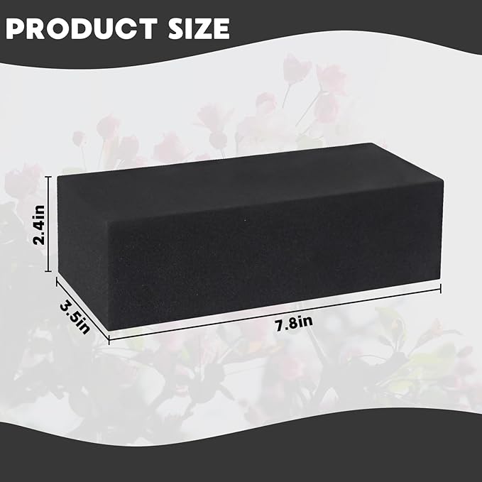 Prashent 18 Pcs Black Floral Foam Blocks for Artificial & Dried Flowers, Reusable & Water Resistant, Easy to Cut and Shape, Ideal for Home, Wedding, Events & DIY Crafts, 7.8” L x 3.5” W x 2.4” H