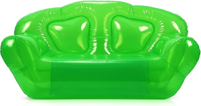 Kigley Inflatable Chair Blow Up Couches Transparent Inflatable Sofa Seat Yard Patio Portable Air Couch Furniture for Outdoor Indoor Camping Beach Room(Double Seat,Green)