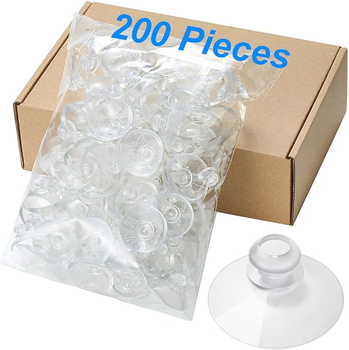200 Pieces 1.2 inch Small Clear Suction Cups for Glass, Without Hooks Without Holes, Thick Professional Sucker Pads for Organization Decoration Window Bathroom Kitchen Car Radar Detector