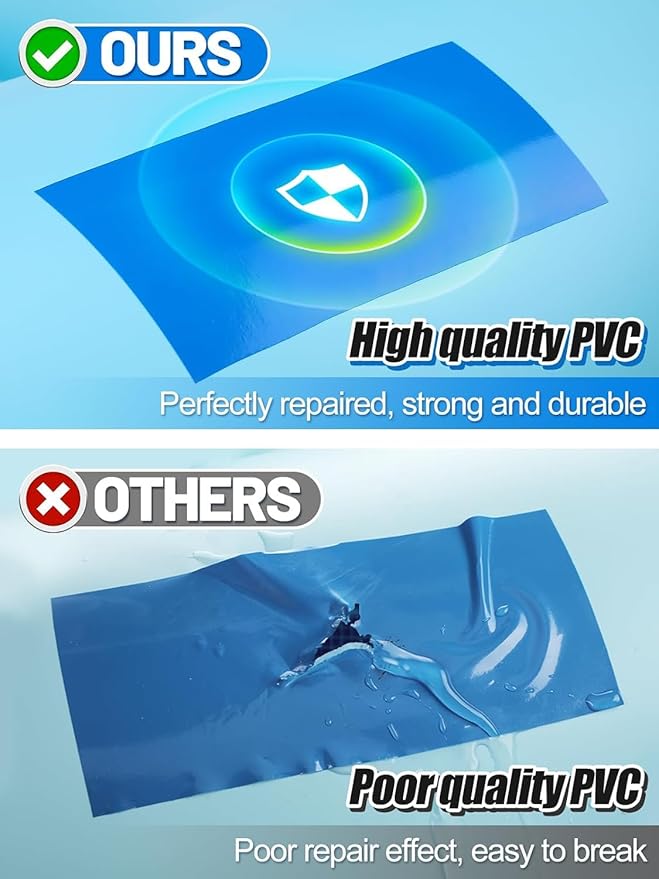 Aulock 2.8ft x 2ft Large Clear Pool Liner Repair Patch - Self-Adhesive Vinyl Patch Kit for In-Ground or Above Ground Pools Inflatable Swimming Pools, Blue