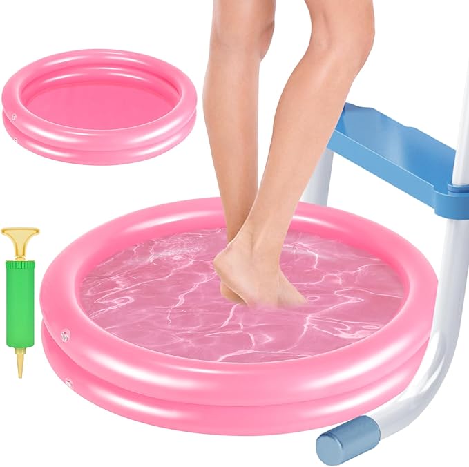 2 Pack Pink Inflatable Pool Foot Bath Basin, Swimming Pool Clean Feet, Foot Soaking Bath Basin for Pool Entry Ladder, Home Spa Treatment for Above Ground Pools