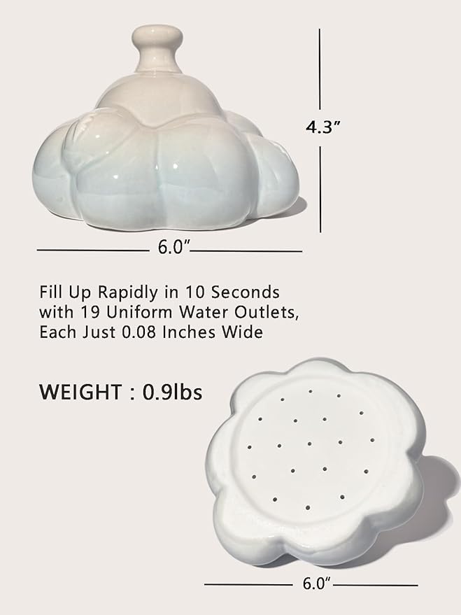 Cute Ceramic Watering Can for Indoor and Outdoor Plants, Rain Cloud Watering Bell Thumb Pot, Small Watering Can for Garden Decoration