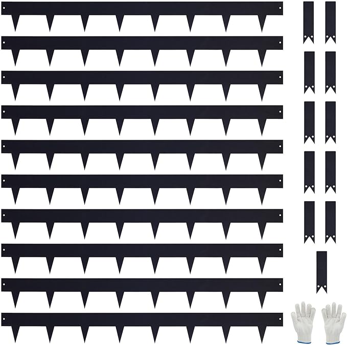 10-Pack Galvanized Steel Landscape Lawn Edging - 4.5 inch Height Black Powder Coated Bendable Metal Strips - Hammer-in Edge Border - Yard Pathway Divider 40 inch Each(33Ft Total), #LYLB45BK-US
