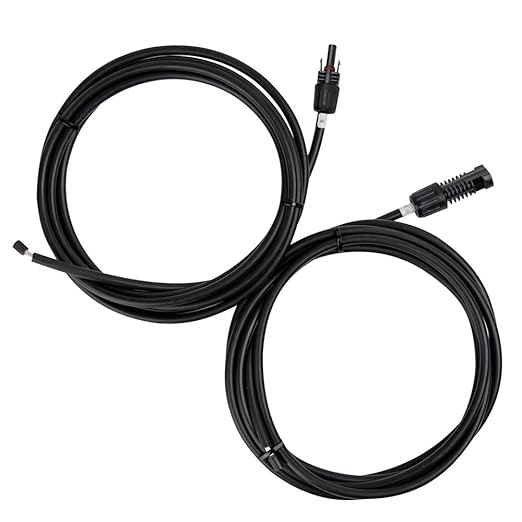 Renogy 10Ft 10AWG Solar Adaptor Wire Extension Cables with Female and Male Connector, 1 Pair, Black