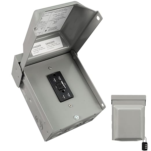 15 Amp WRTR GFCI Power Outlet Box 125 Volt, Heavy Duty Lockable Weatherproof Outdoor Electrical Panel, Outdoor Receptacle for EV RV Generator Camper Trailer Motorhome, ETL Listed, HDS2-007