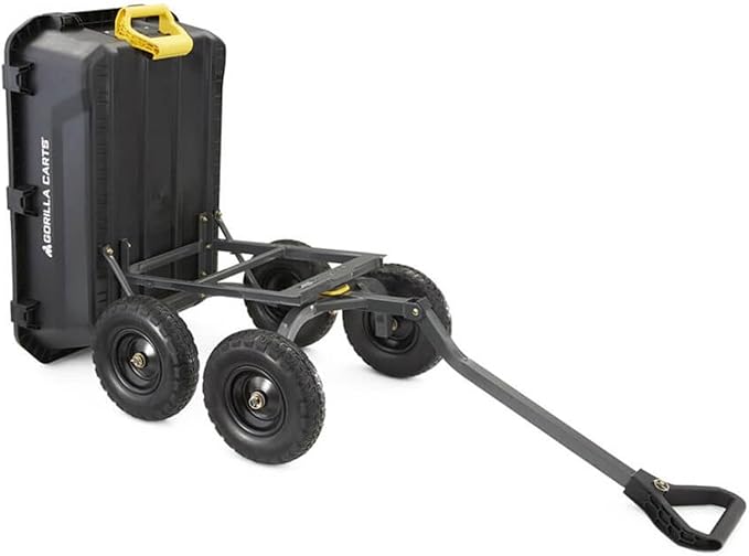 Gorilla Carts 7GCG-NF Heavy-Duty Poly Dump Garden Cart with No-Flat Tires, 7 Cubic Feet, 1200-Pound Capacity, Black, Amazon Exclusive