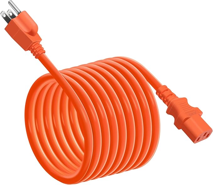 YEZriler 3M/10FT Heavy-Duty Charging Cable for Jackery Power Station Explorer 3000/2000/1500/1000, Ecoflow Delta/River/Series, Bluetti EB3A, Anker 757/767, 125Volt 15Amps AC Power Cord - Orange