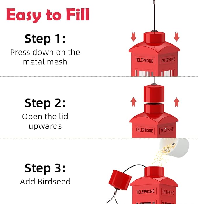 Metal Squirrel Proof Bird Feeder Green + Metal Squirrel Proof Bird Feeder Red