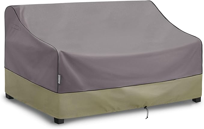 KylinLucky Large Waterproof Patio Sofa Cover 88 x 40 x 33 inches 600D, Heavy Duty 3-Seater Outdoor Couch Cover with Air Vent & Straps, Grey