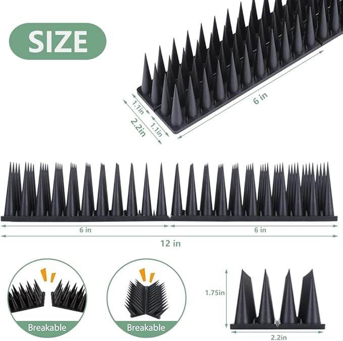 Bird Spikes, 40 Pack Bird Deterrent for Outside, Pigeon Spikes to Keep Raccoon Squirrel Cats Woodpeckers Away, for Fence Garden Roof Yard(37.3Feet)