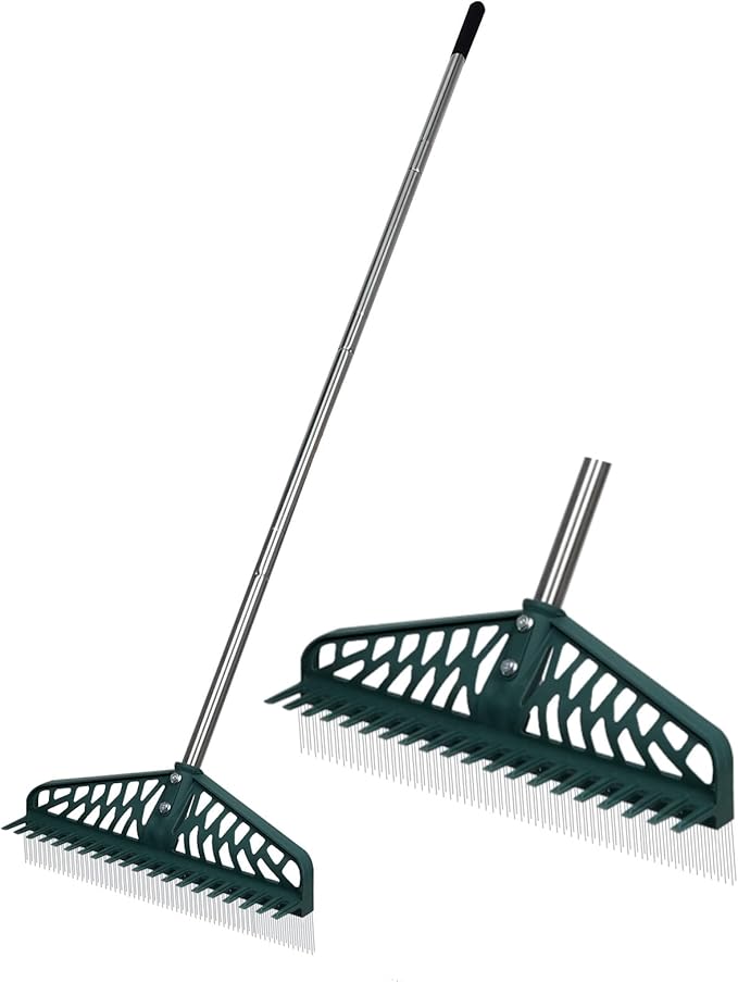 YEELOR Artificial Grass Rake Innovative Double Sided Turf Rake, 60-Inch Adjustable Handle for Cleaning and Fluffing Artificial Turf, Lawns, Carpets, Patios – Removes Leaves, Pet Hair & Debris