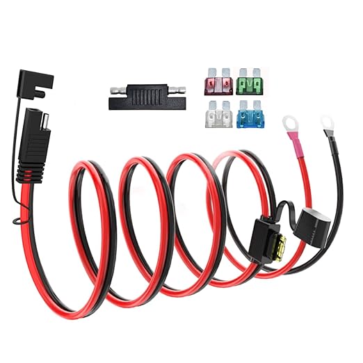 ELFCULB 5FT 10AWG SAE Battery Connectors Extension Cord Cable with 5 Fuse Compatible with Solar Generator Battery Charger,SAE to O Ring, for Solar Accessories