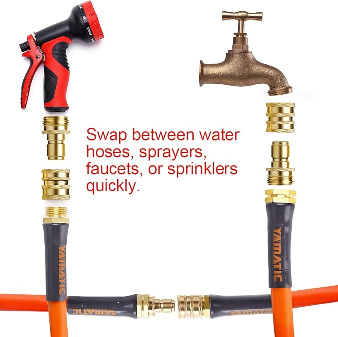 YAMATIC Impact Sprinkler on Adjustable Tripod Base, Garden Hose Quick Connect Water Hose Fittings - 3/4" Thread