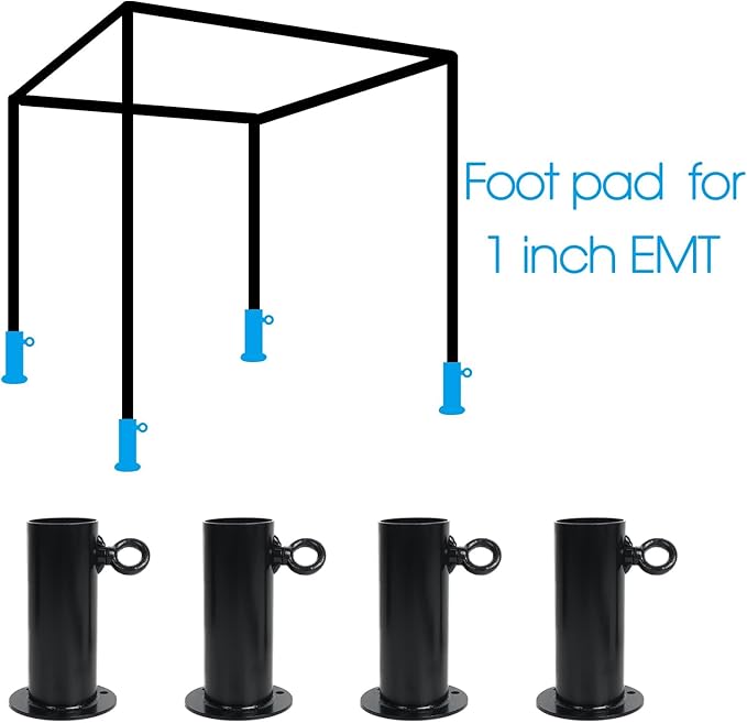 Aoneky 1'' Corner Canopy Fitting Couplers Kit - Fits 3/4" EMT - Frame Carport Connectors (Pack of 4 Foot Pad)