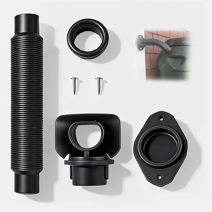 Rain Barrel Diverter Kit for Rectangular Downspouts, 1 Set | Gutter Harvesting System, No-Dismantle Installation, Turn Plastic Tubs to Barrels, Eco-Friendly Clean Water, Universal
