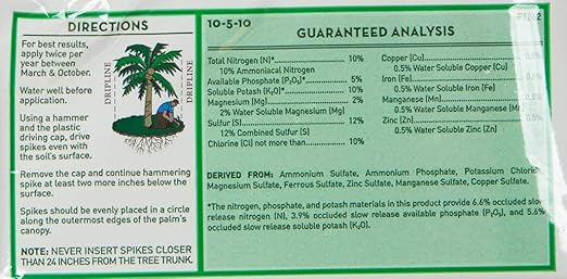 Jobe's Palm Tree Fertilizer Spikes 10-5-10 Time Release Fertilizer for All Outdoor Palm Trees, 5 Spikes per Package (3)