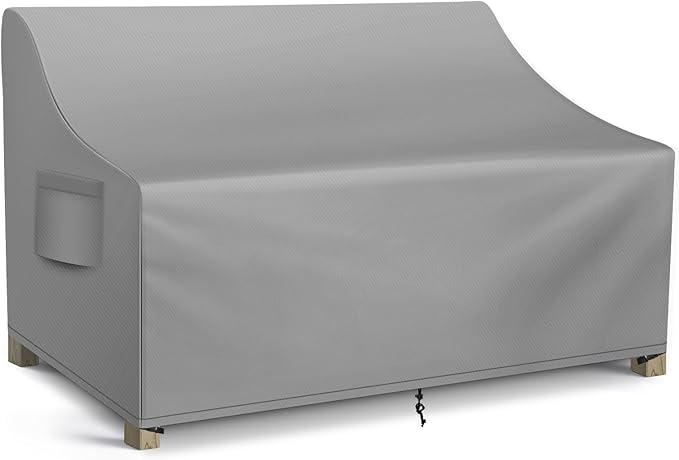 WLEAFJ Patio Sofa Cover Waterproof, 2-Seater Patio Loveseat Cover, Heavy Duty Outdoor Couch Cover, Outdoor Furniture Covers with Air Vent, 60’’ W x 34’’ D x 30’’ H, Grey