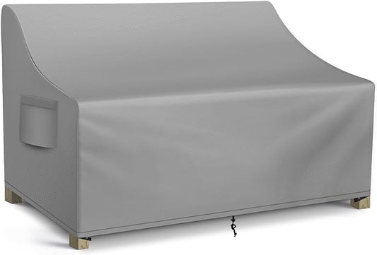 WLEAFJ Patio Sofa Cover Waterproof, Outdoor Loveseat Cover, Heavy Duty Outdoor Couch Cover, Large Lawn Patio Furniture Covers with Air Vent, 54’’ W x 37’’ D x 35’’ H, Grey