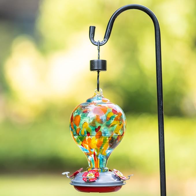 Muse Garden Hummingbird Feeders Blown Glass Hummingbird Feeder, Garden Backyard Decor for Outside, 32OZ, Hawaii Beach | Muse Garden Hummingbird Feeders Blown Glass Hummingbird Feeder, Garden Backyard Decor for Outside, 32OZ, Hawaii Beach