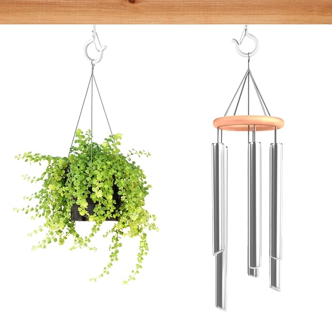 50 Pcs Screw-in Hooks for Outdoor String Lights, Q Hangers Hooks for Outside, Swivel Hanging Basket Patio Hooks with Safe Buckle, Screw in Plant Eye Hook for Wall Ceiling with 1 Wing Nut Driver, White