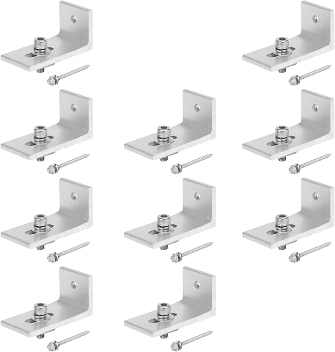 10 Pcs Solar Panel Mounting L Bracket,Thick 5.3mm Aluminum Alloy Support Hardware,for RV Boat Off Grid Roof, Solar Panel Motor Home Roof