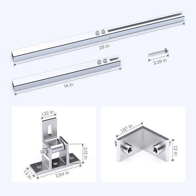 Adjustable Solar Panel Tilt Mount Brackets, Aluminum Alloy, 15°–30° Tilt, for 50–400W Solar Panels, Roof, RV, Boat, Flat Surface & Off-Grid Use (2 Sets)