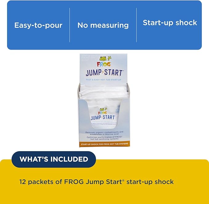 FROG Jump Start for Hot Tubs - Start-Up Chlorine Shock Removes Organic Contaminants & Establishes Chlorine Level - Hot Tub Set Up & Treatment - 12 Pack