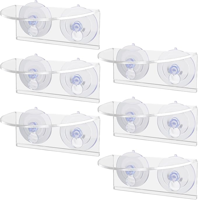 YAYODS 6 Pcs Aquarium Shelf, Acrylic Window Plant Shelf Suction Cup Shelf for Indoor Plant Substrate, Fish Tank, Seed Starter Pots